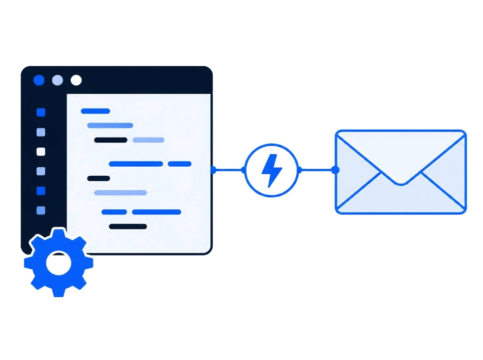 Code connected to an email through a webhook